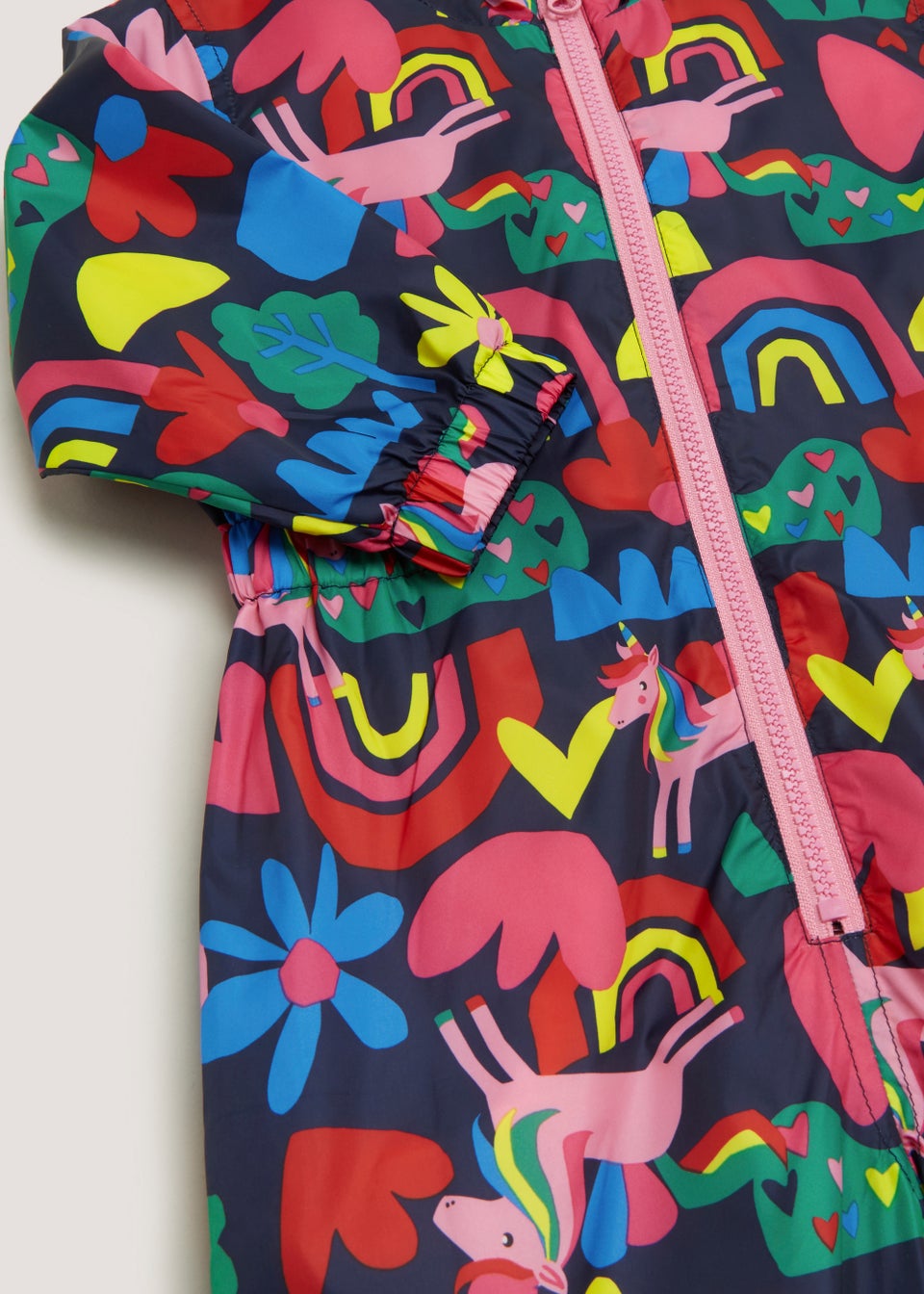 Girls Navy Rainbow Print Puddle Suit 9mths 6yrs