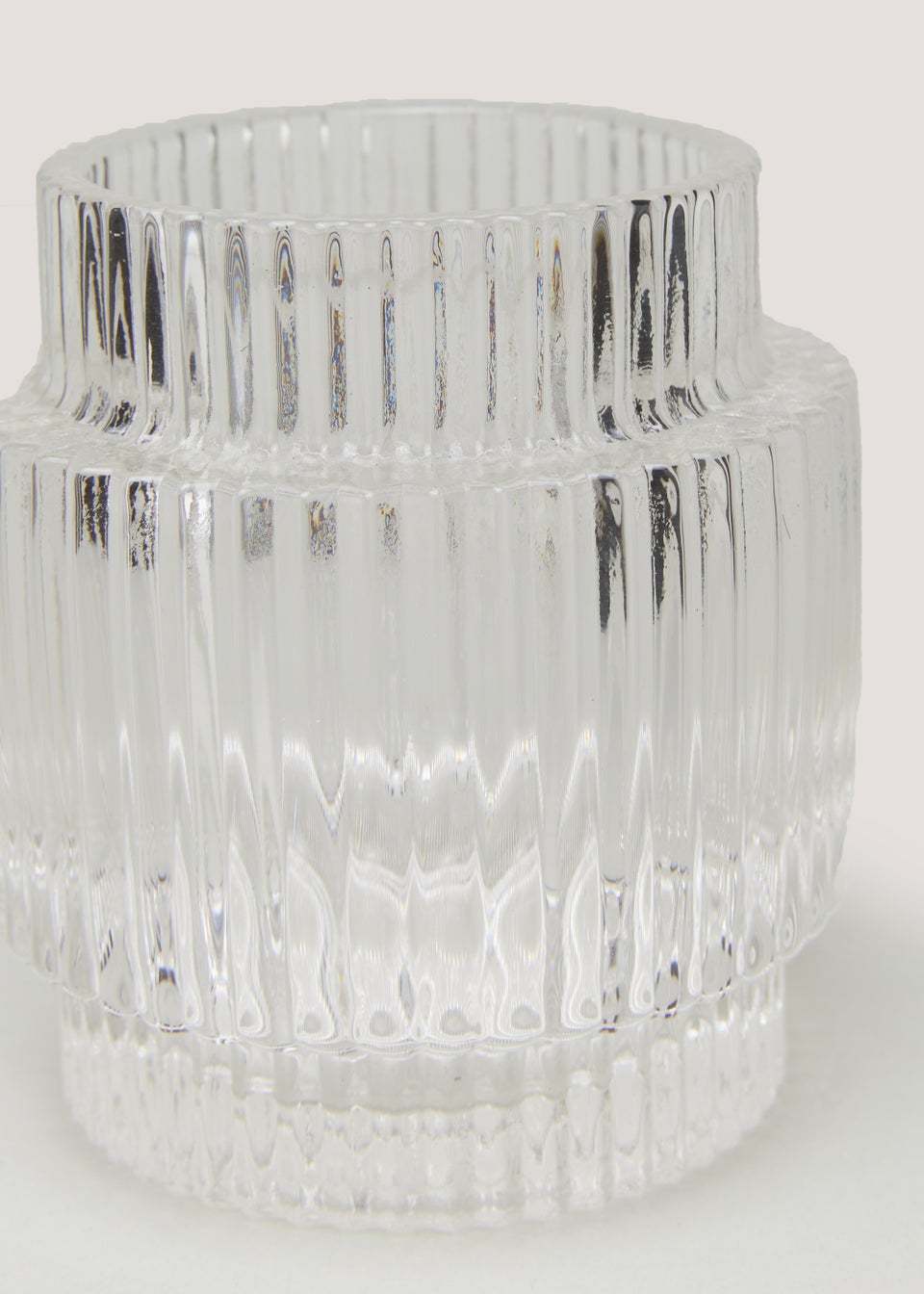 Clear Ribbed Glass Tealight Holder