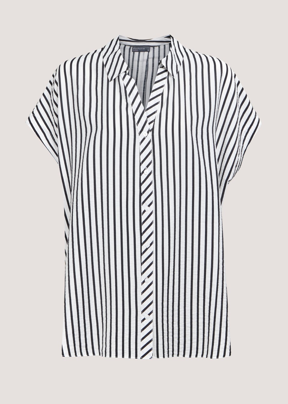 Papaya Curve Black & White Stripe Short Sleeve Shirt - Matalan