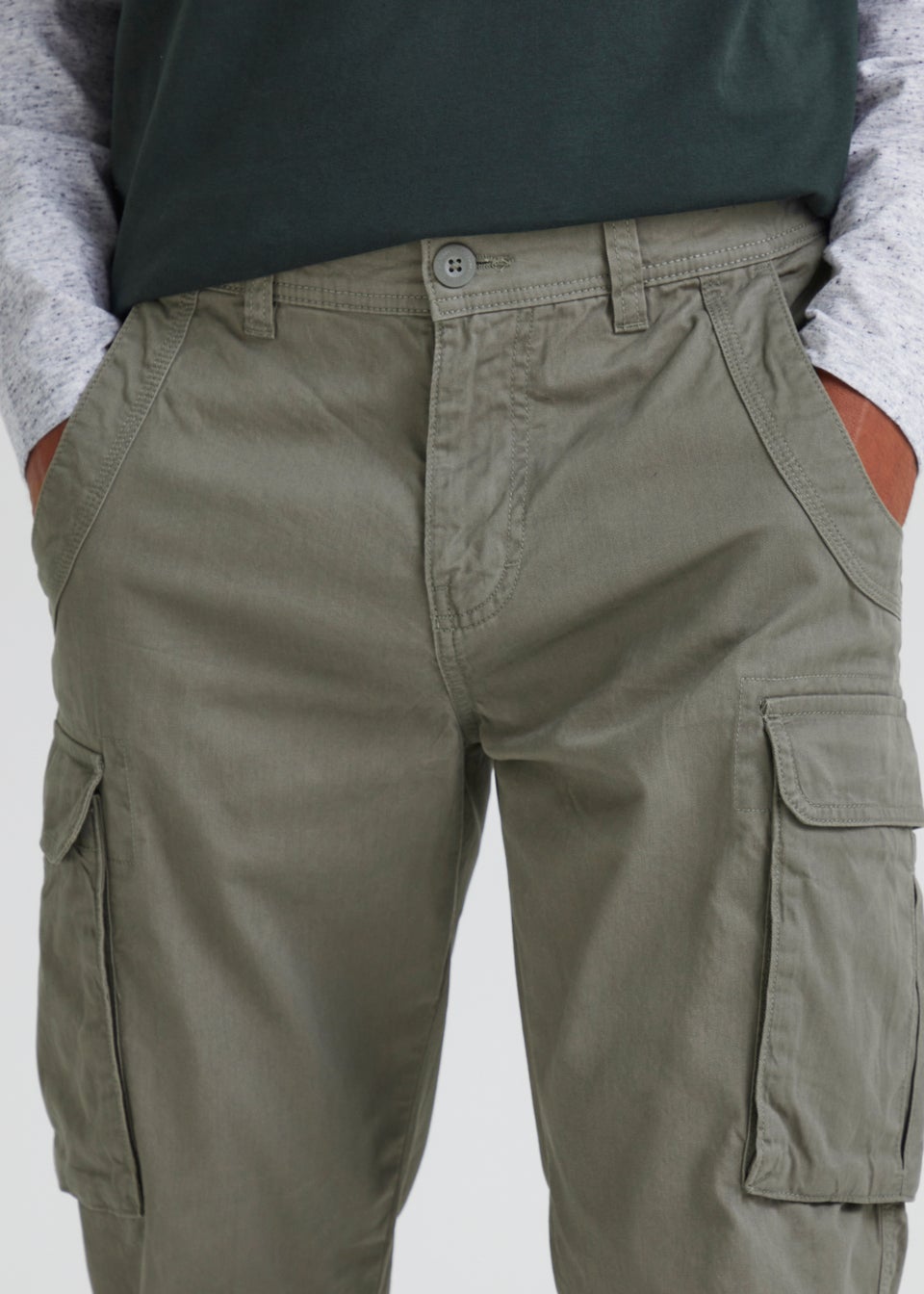 Khaki Slim Fit Cargo Trousers