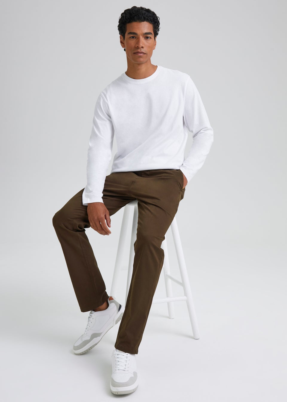 Brown Slim Fit Stretch Chinos