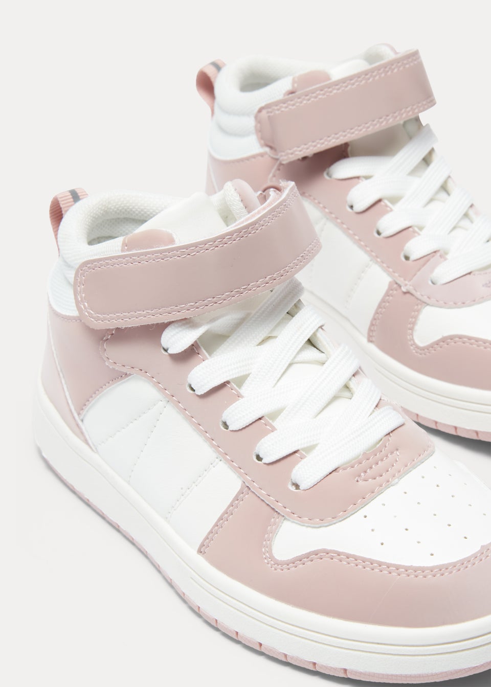 Girls White PU High Top Trainers Younger 4 9 Matalan