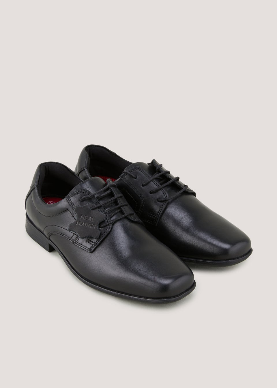Boys Black Real Leather Formal School Shoes (Older 1-6)