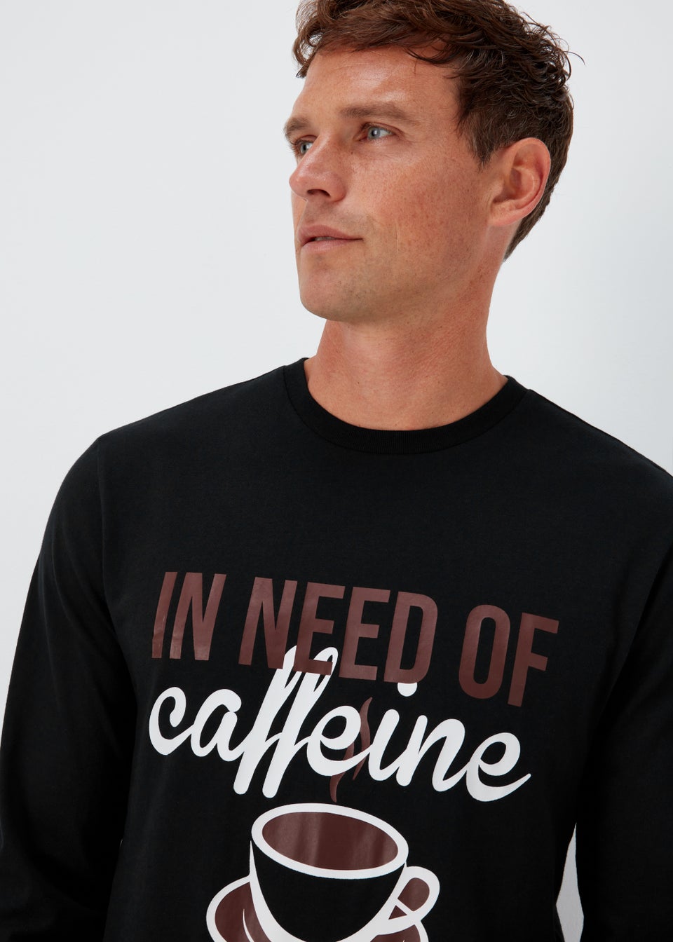 Burgundy Caffeine Print Long Pyjama Set