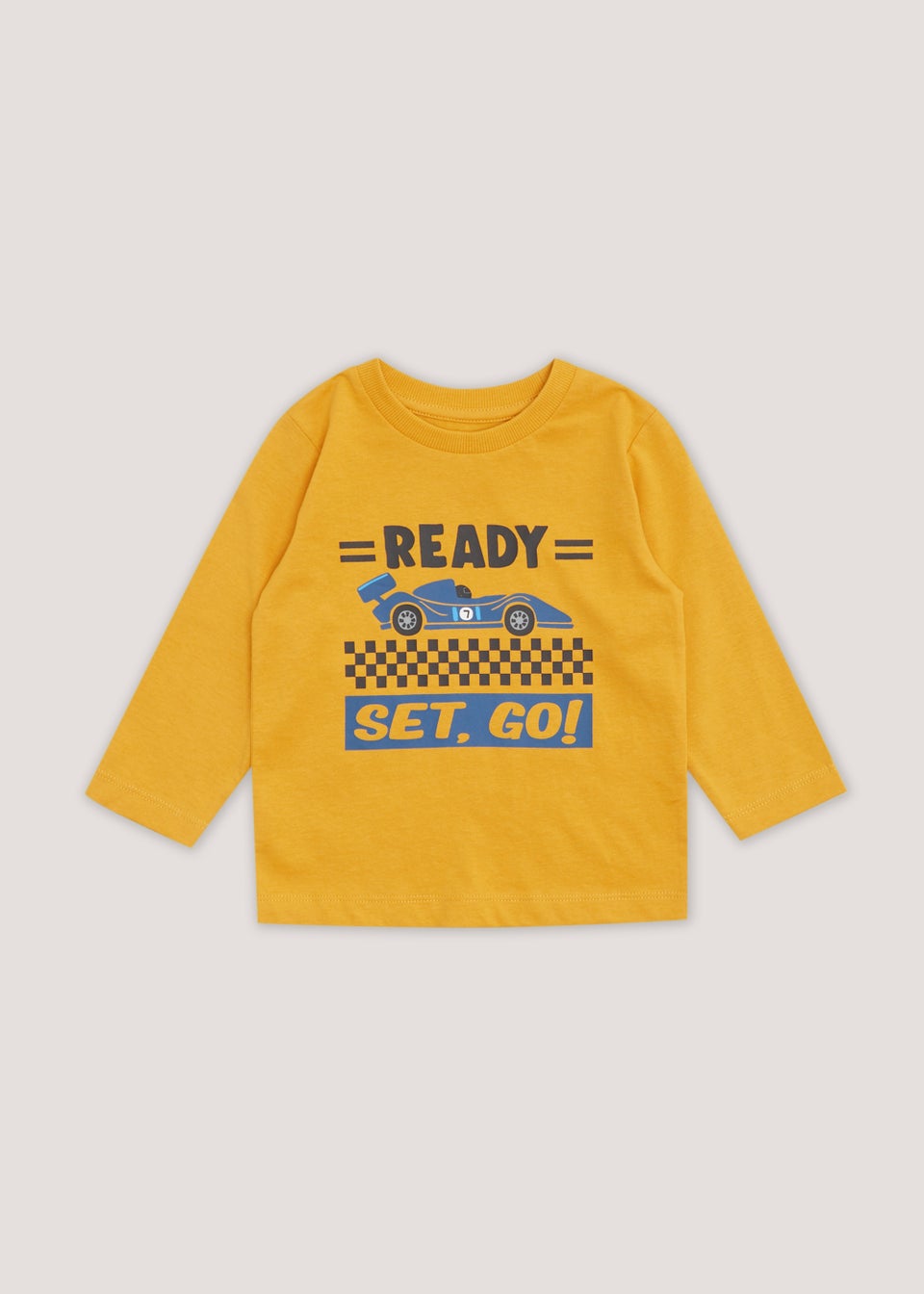 Boys Ochre Race Car Print Long Sleeve T-Shirt (9mths-6yrs)