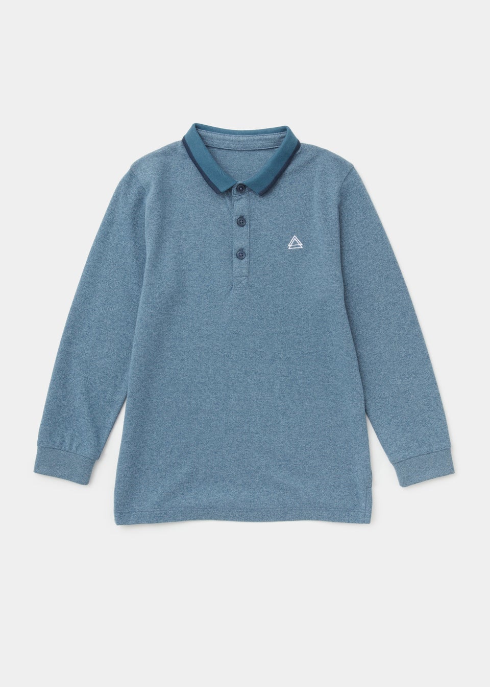 Boys Blue Grindle Long Sleeve Polo Shirt (4-13yrs)