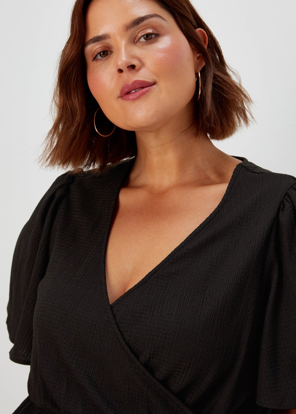 Papaya Curve Black Jersey Wrap Co Ord Top