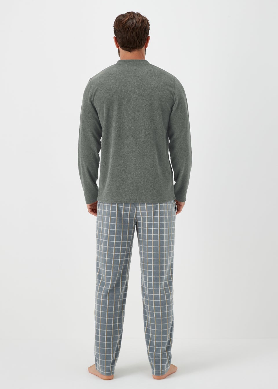 Grey Microfleece Long Pyjama Set
