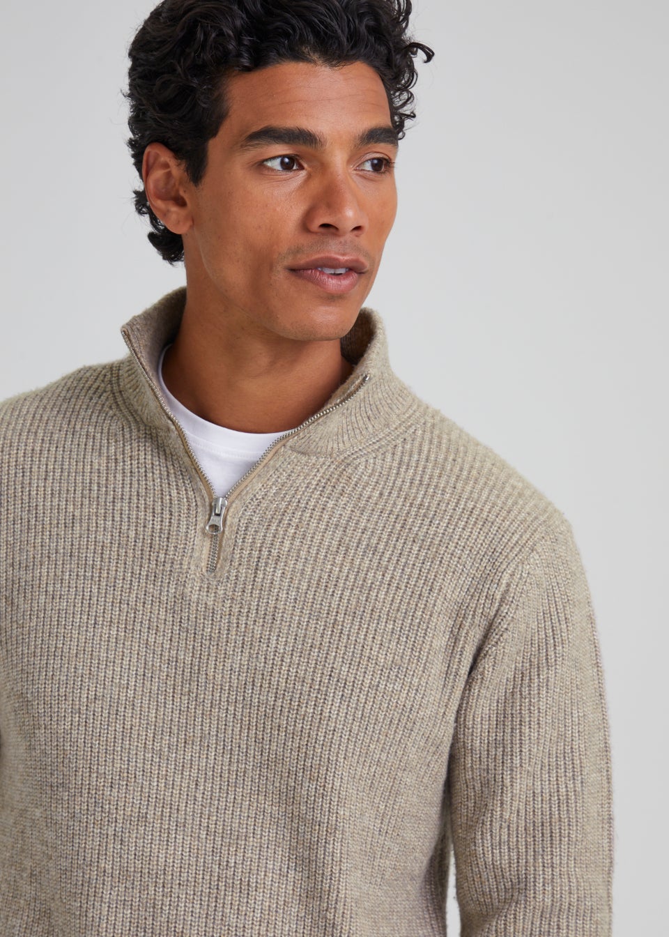 Stone Ribbed 1/4 Zip Sweatshirt
