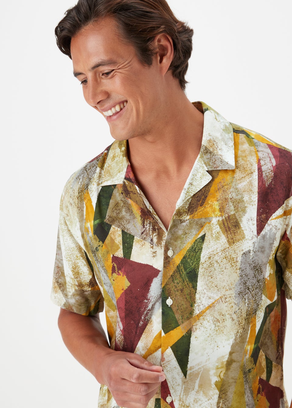 Multicoloured Abstract Print Short Sleeve Shirt