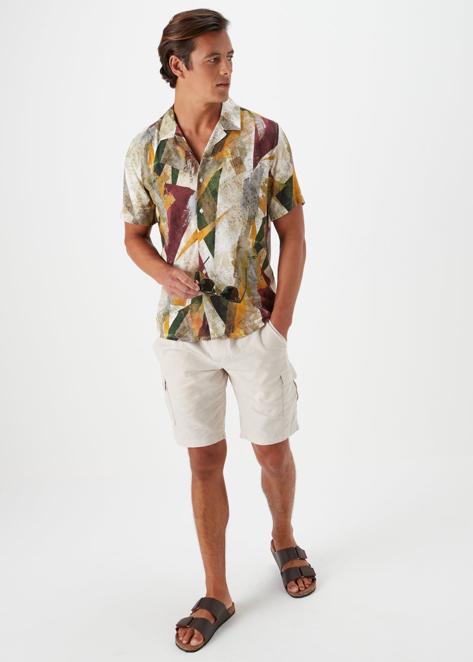 Multicoloured Abstract Print Short Sleeve Shirt