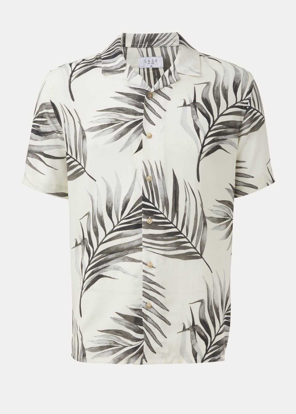 Ecru Leaf Print Short Sleeve Shirt