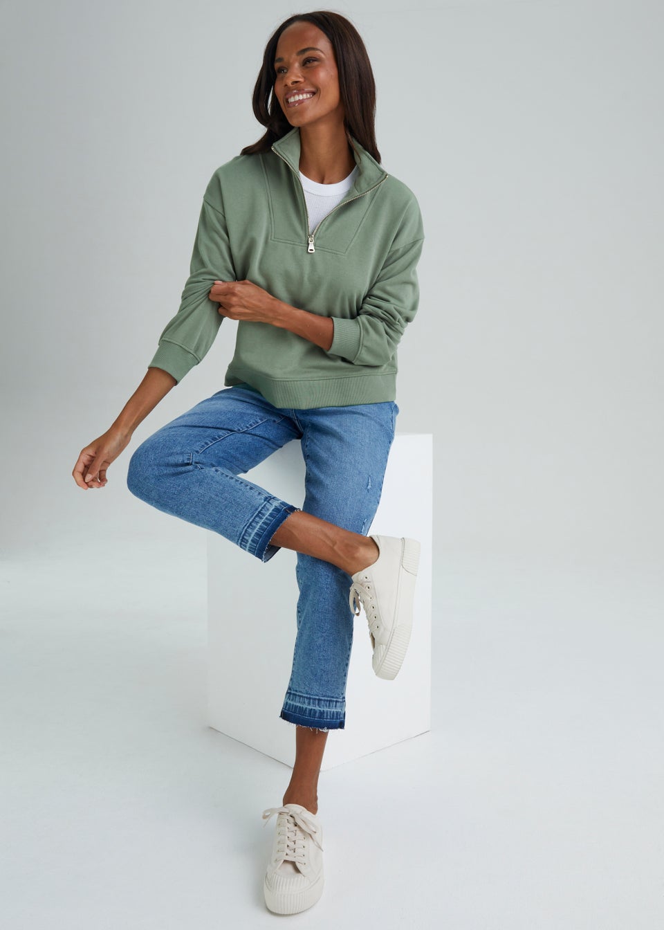 Everlane oversized fleece half zip deals