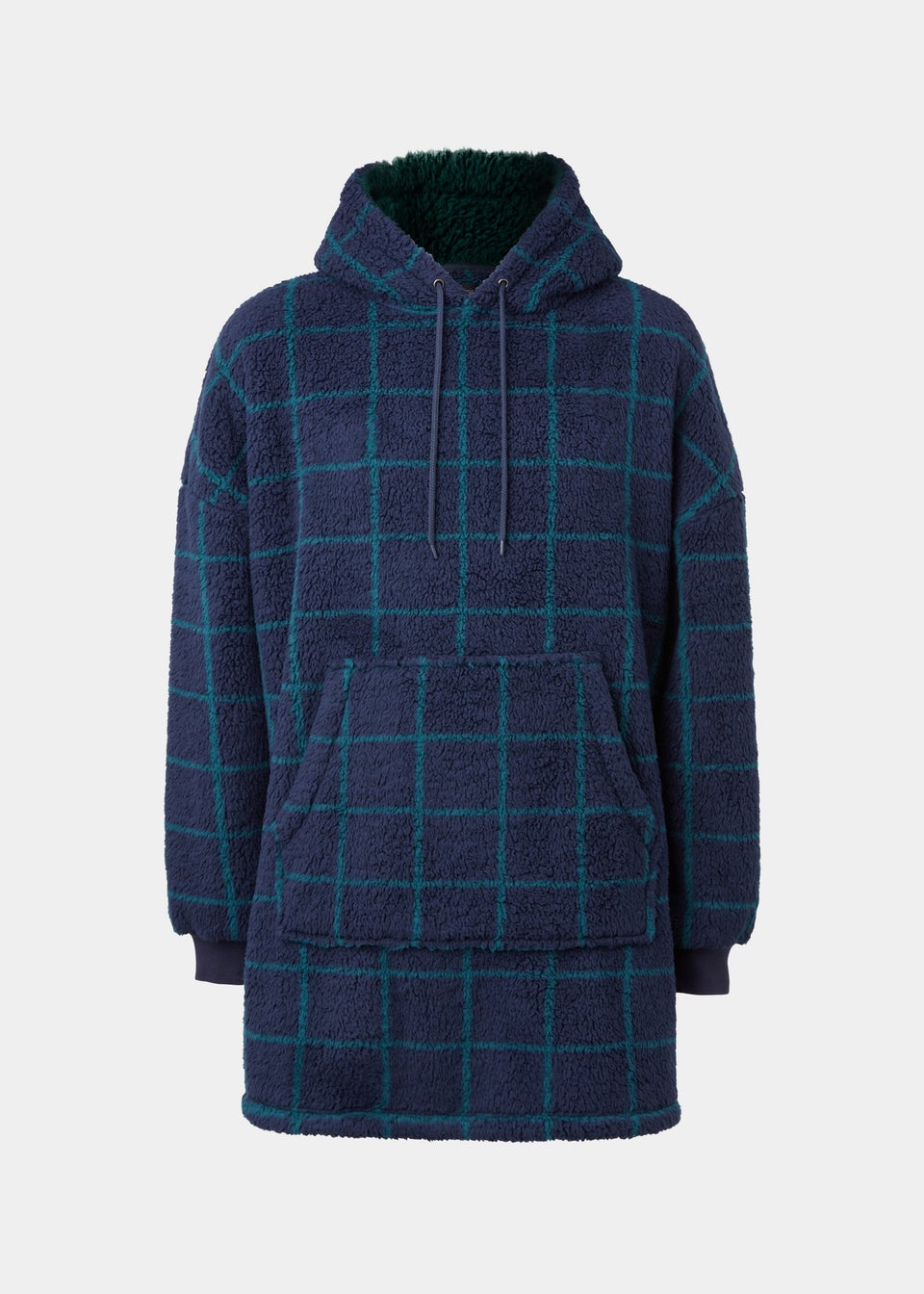 Navy Check Print Snuggle Hoodie