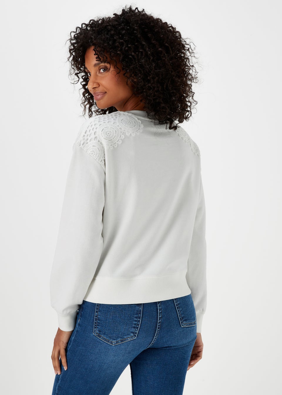 Cream Embroidered Sweatshirt