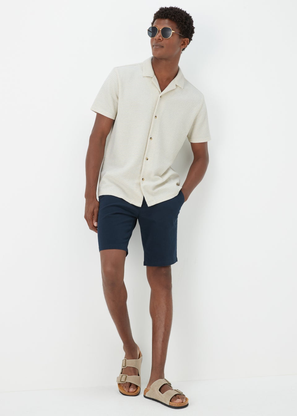Ecru Textured Jersey Short Sleeve Shirt - Matalan