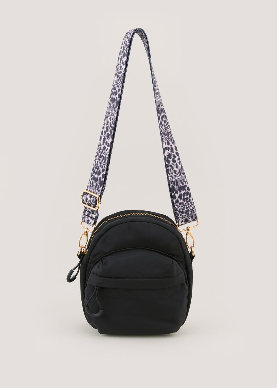 Black Nylon Dome Cross Body Bag