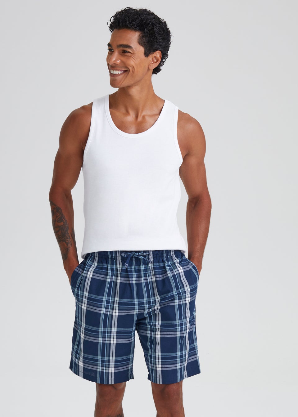 2 Pack Stripe & Check Woven Pyjama Shorts - Matalan