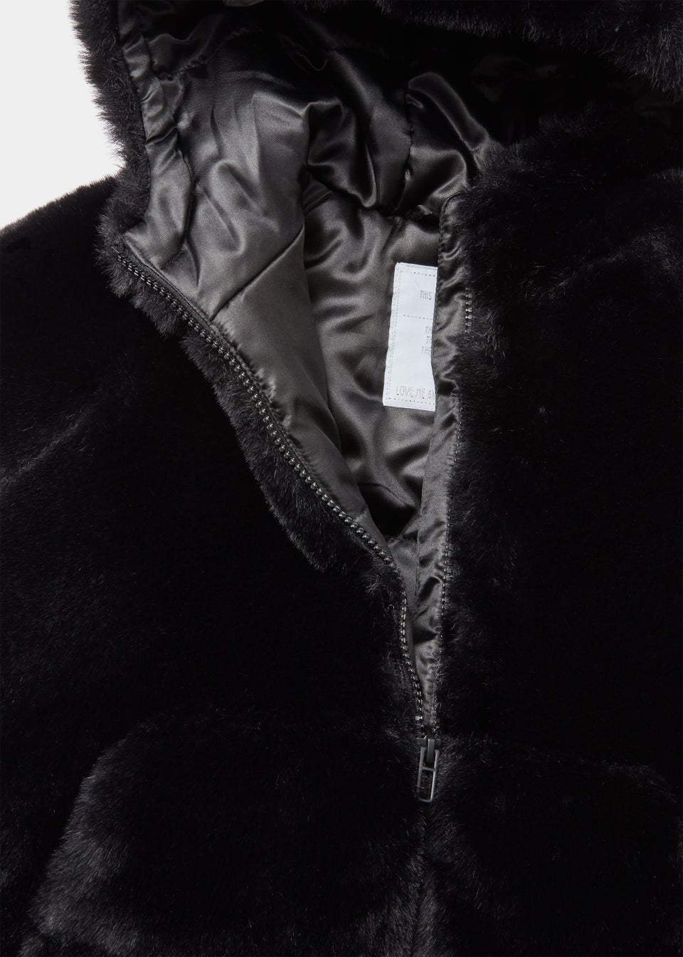 Girls Black Faux Fur Bomber Jacket (4-15yrs) - Matalan