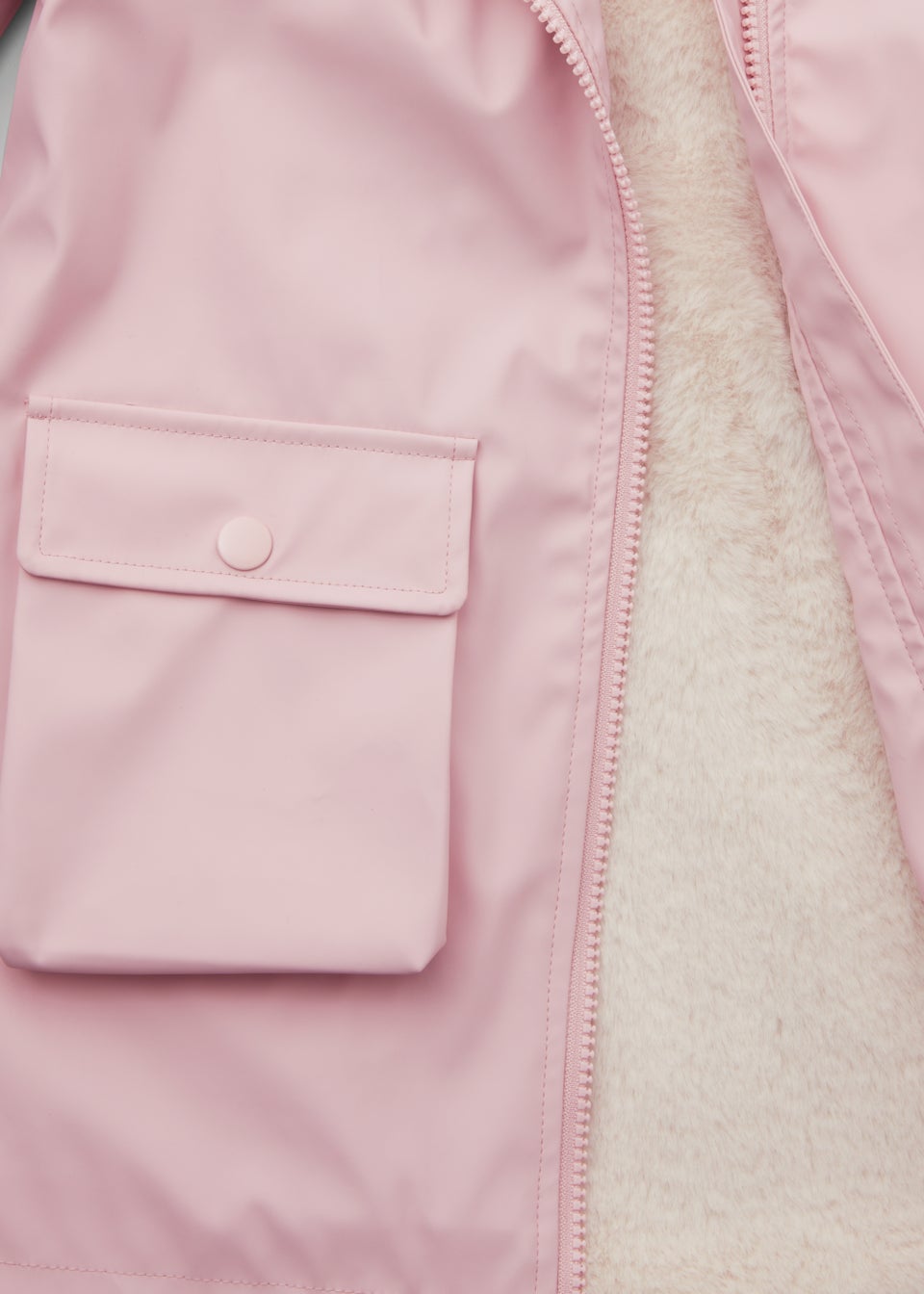 Girls Pink Faux Fur Lined Mac Coat (4-13yrs)