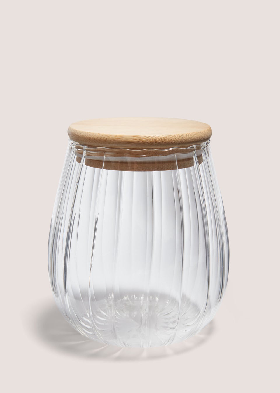 Small Curved Ribbed Glass Jar (10cm x 8cm)
