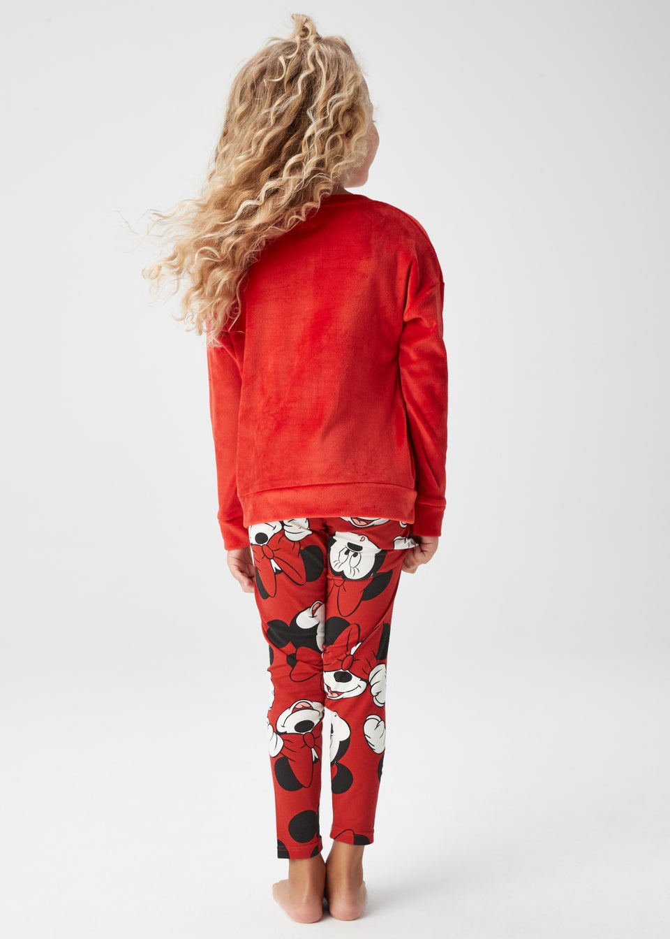 Kids Red Disney Minnie Mouse Embossed Velour Pyjama Set 18mths 11yrs Matalan