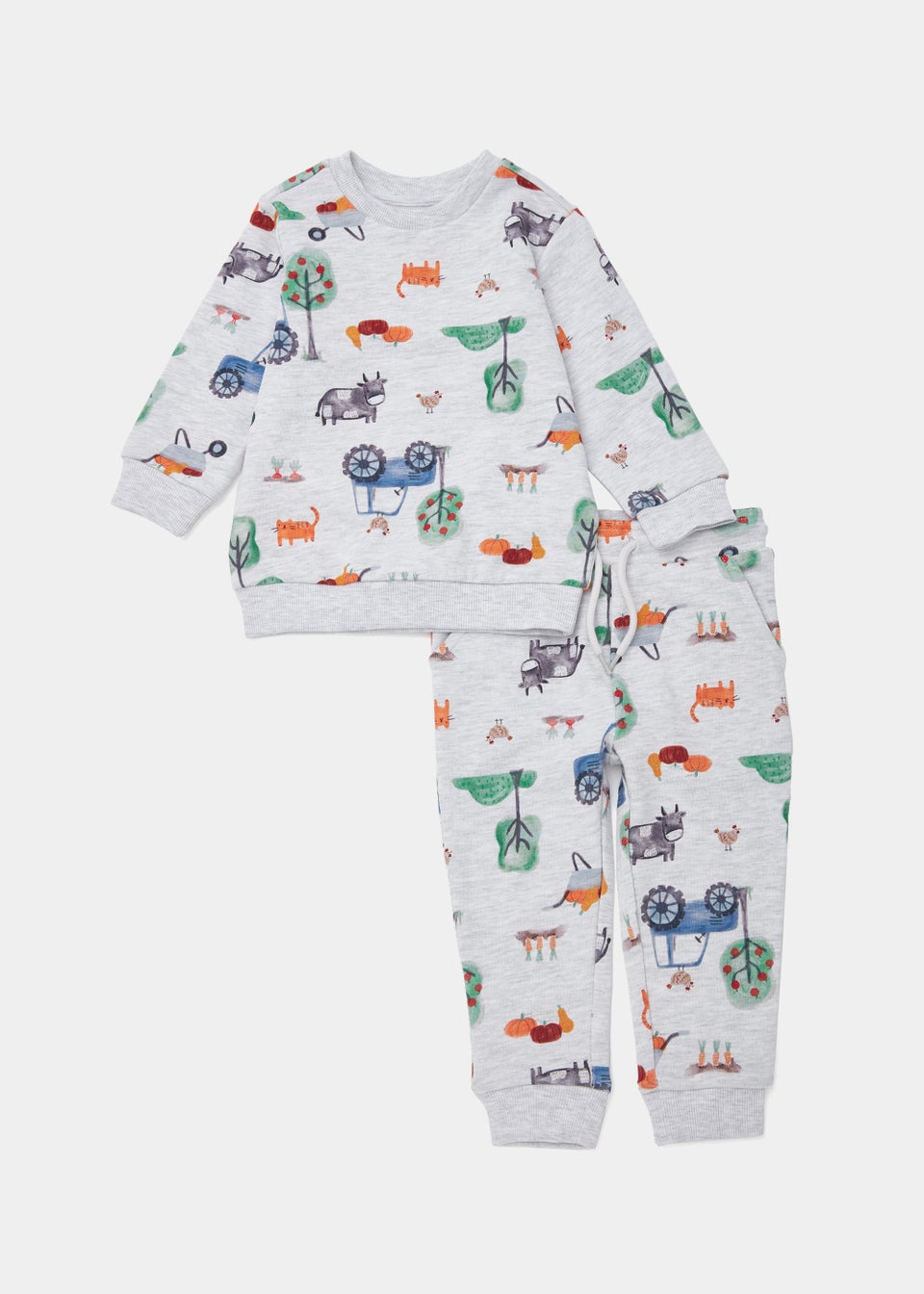 Boys Grey Tractor Sweatshirt & Joggers Set (9mths-6yrs)