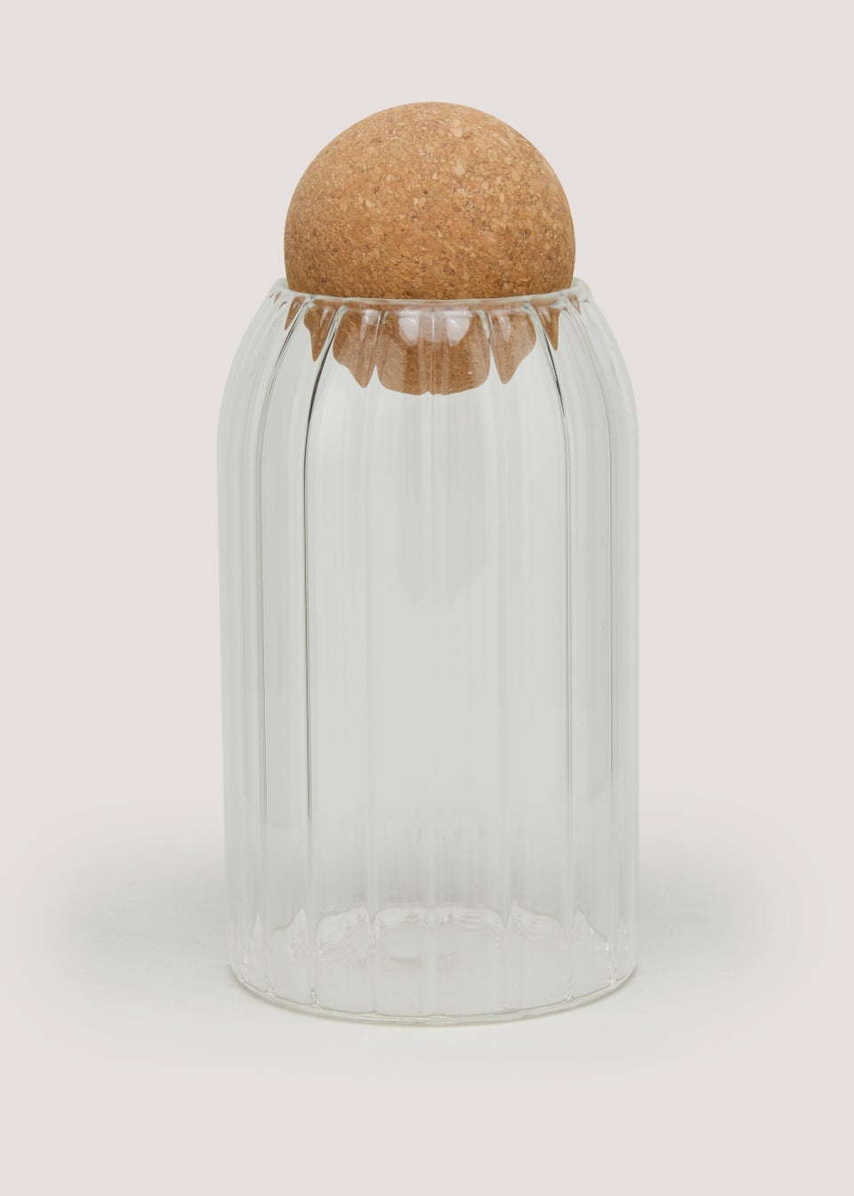 Medium Round Cork Ribbed Jar (15.5cm x 8.5cm)