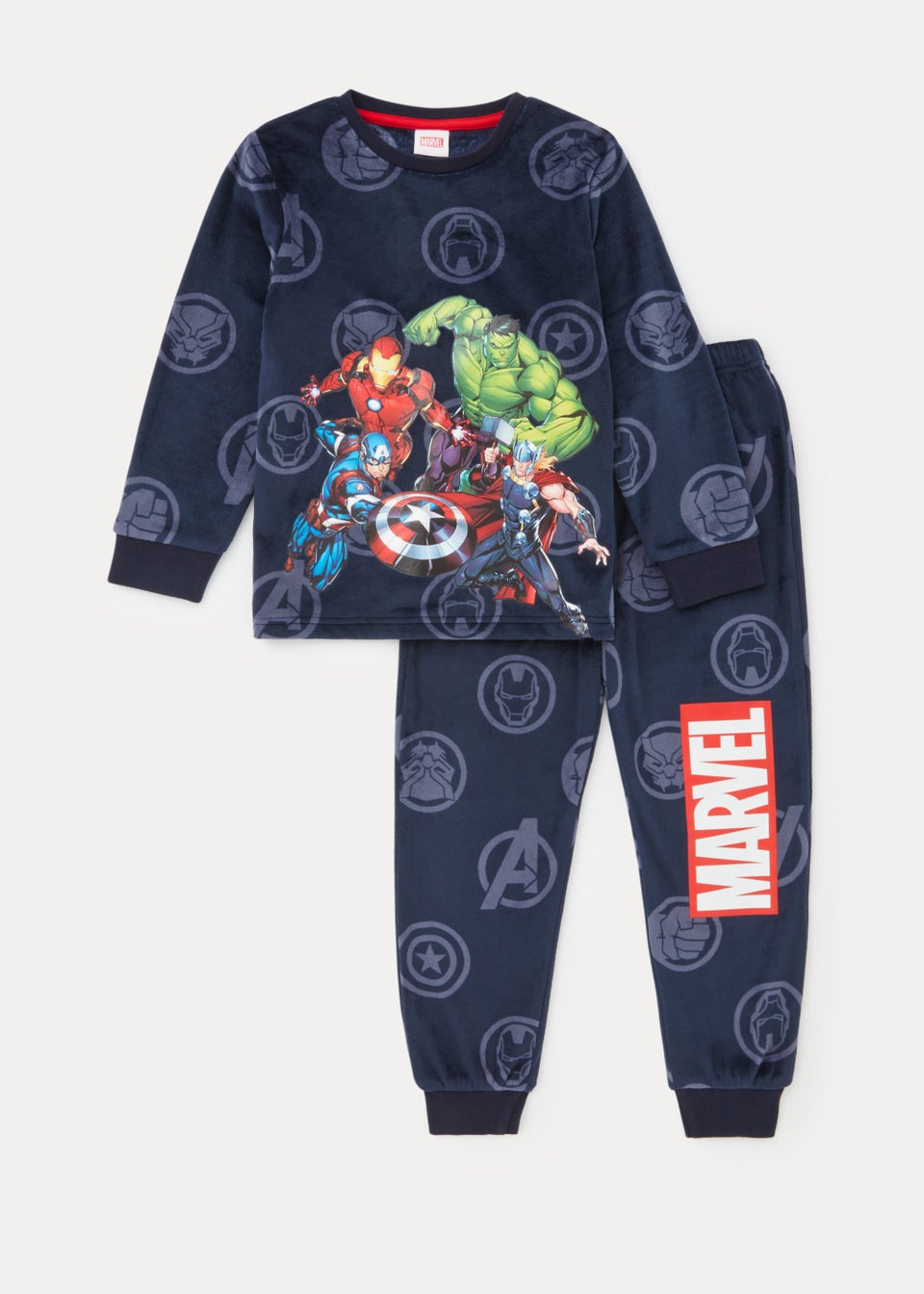 Kids Navy Marvel Velour Pyjama Set (2-11yrs) - Matalan