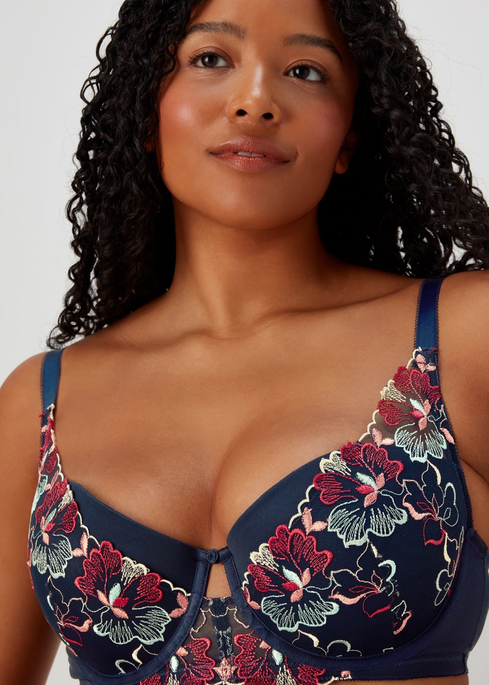 DD+ Navy Floral Embroidery Co-Ord Bra