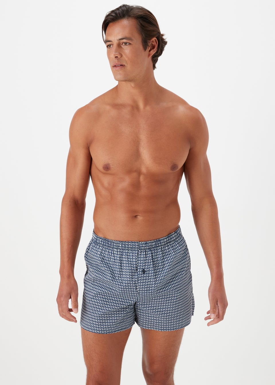 3 Pack Blue Check Woven Cotton Boxers