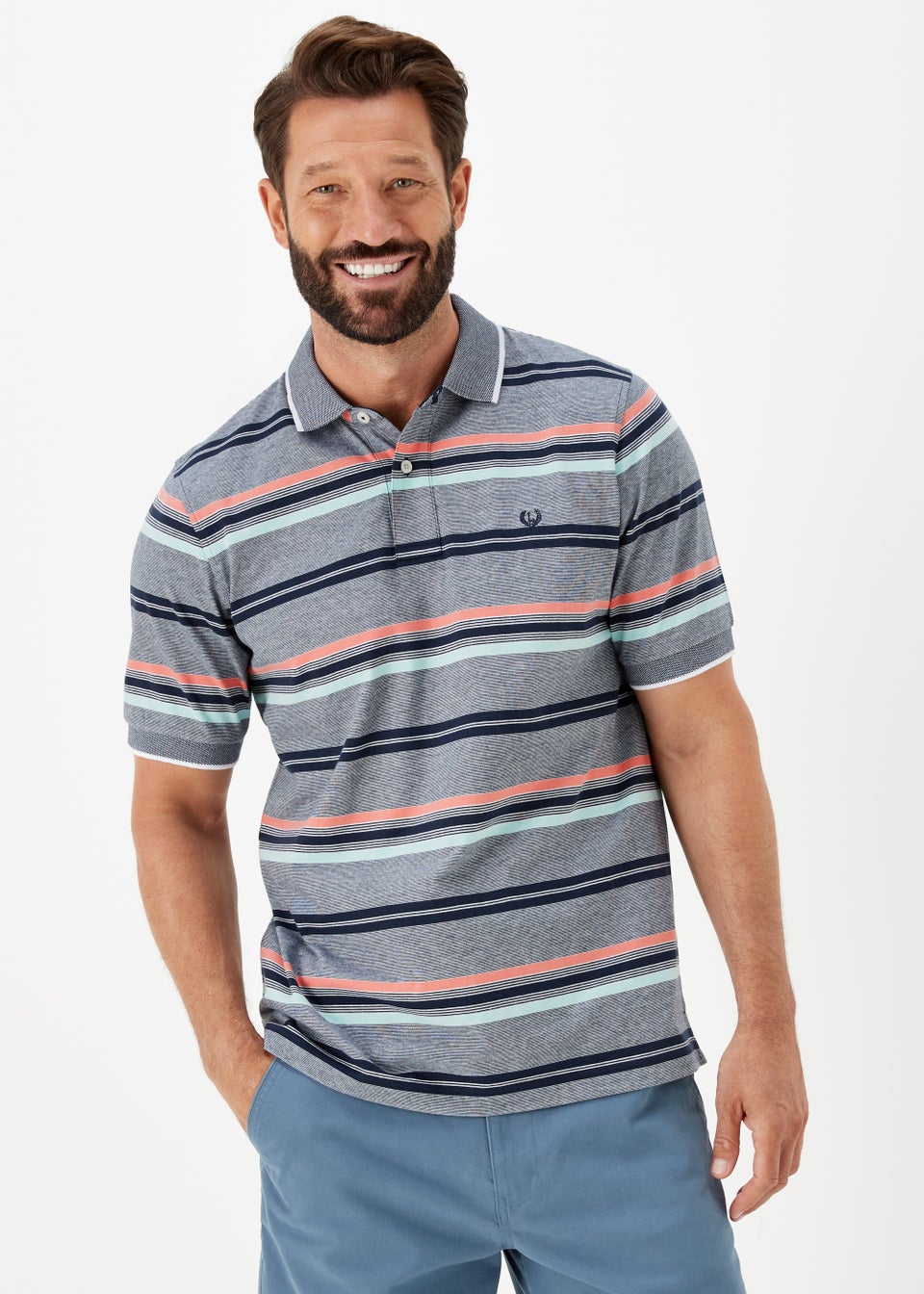 Lincoln Multicoloured Fine Stripe Polo Shirt