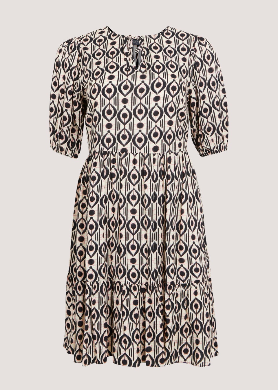 Cream Icon Print Mini Dress