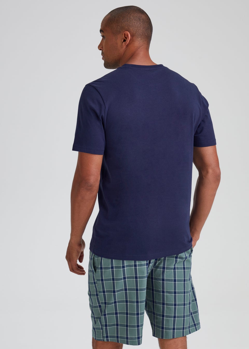 Navy Tired Check Short Pyjama Set