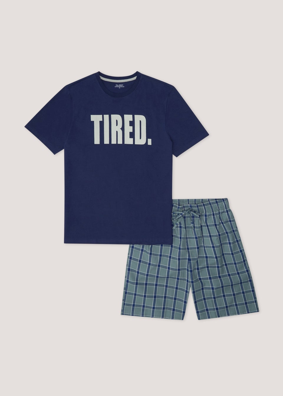Navy Tired Check Short Pyjama Set