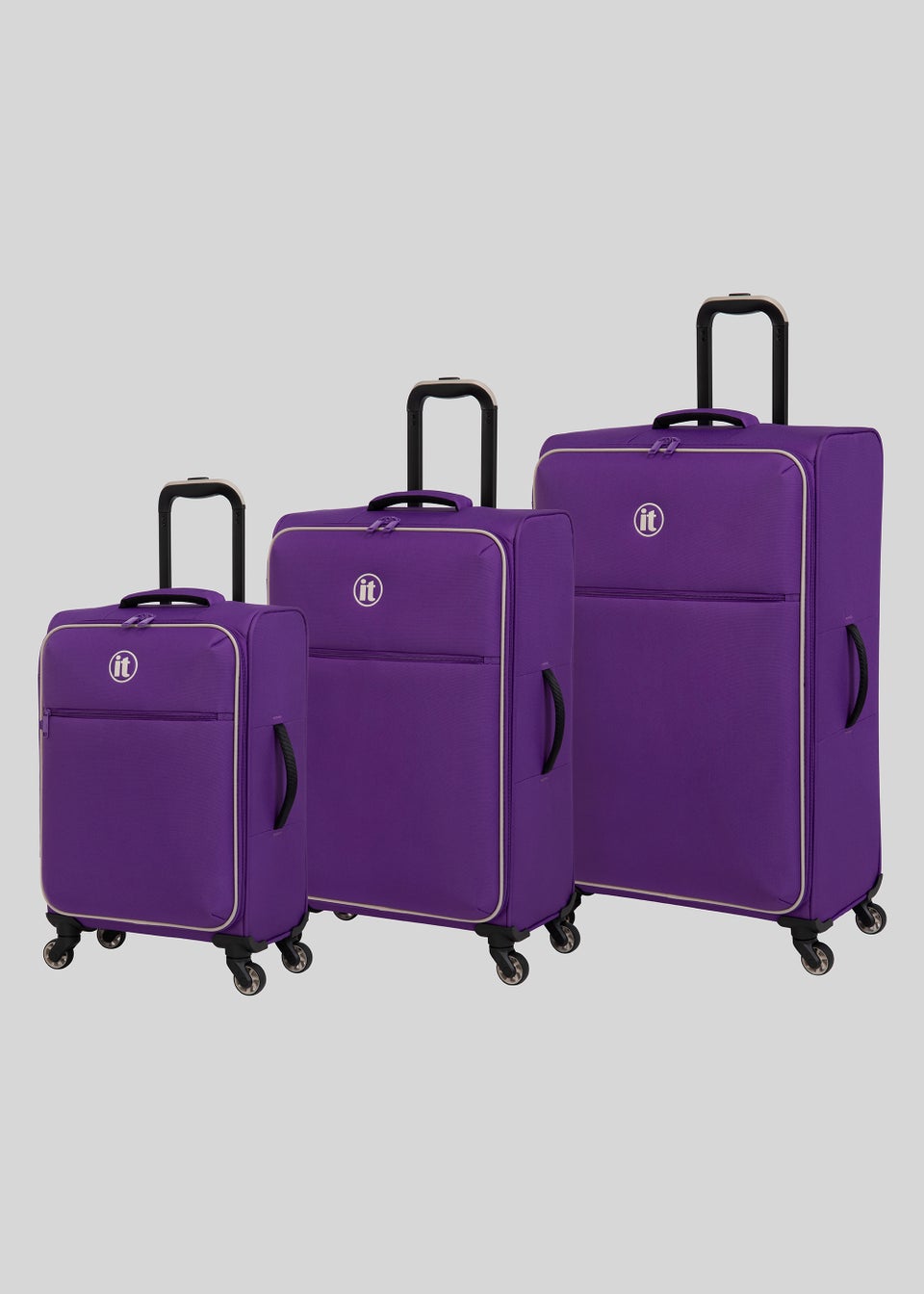 IT Luggage Purple Soft Shell Suitcase - Matalan