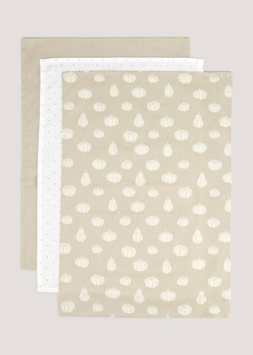 3 Pack Neutral Pumpkin Tea Towels (64cm x 46cm)