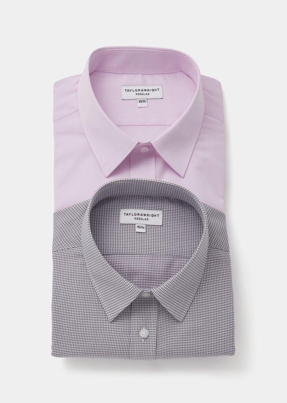 Taylor & Wright 2 Pack Pink & Grey Easy Care Regular Fit Shirts