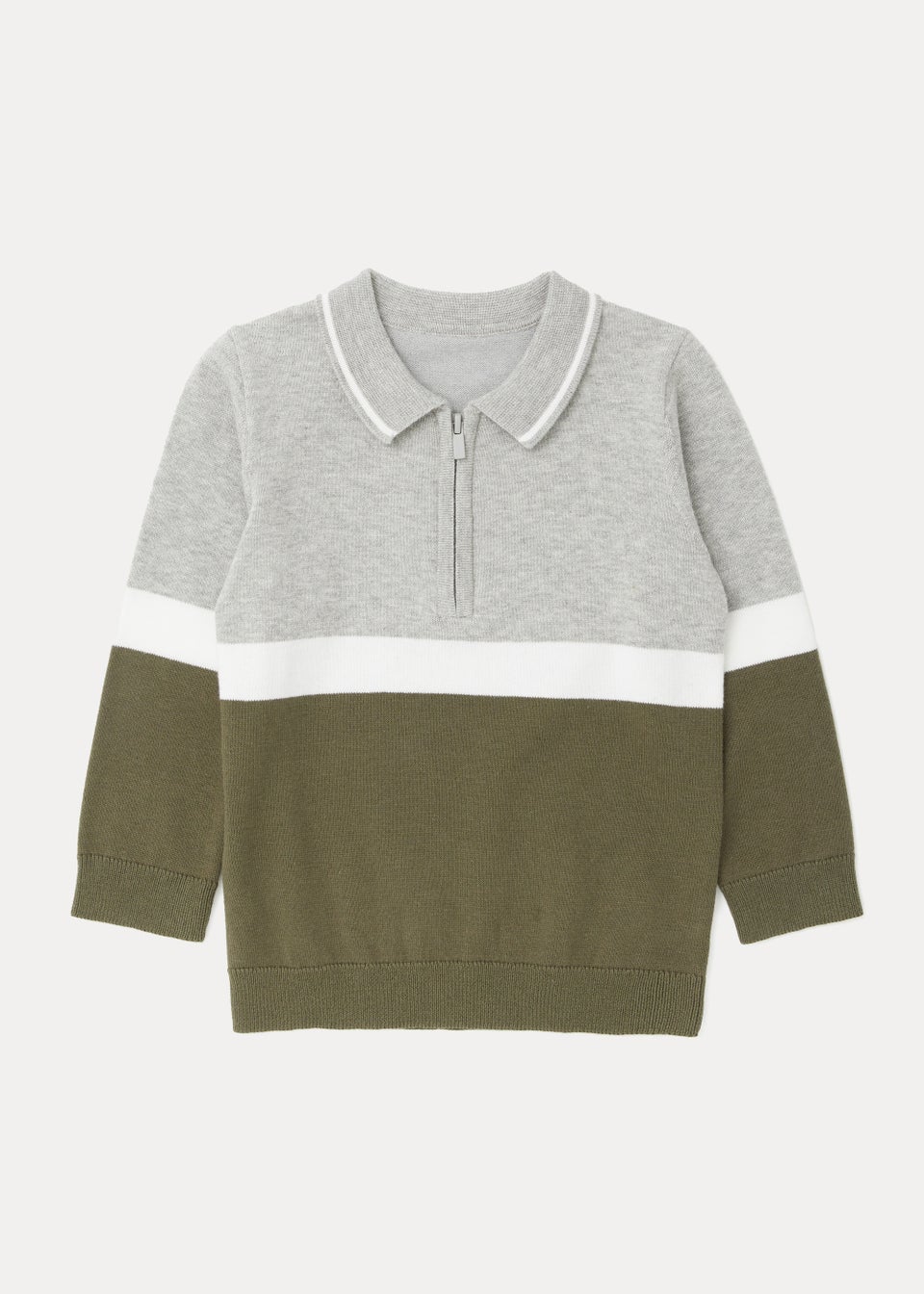 Boys Colour Block Knitted Half Zip Polo Shirt (9mths-6yrs)