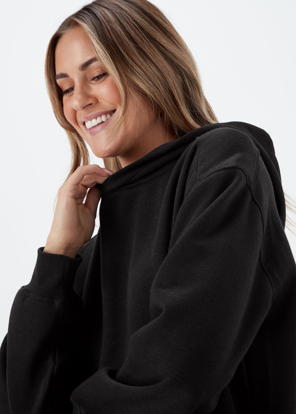 Black Essential Longline Hoodie - Matalan