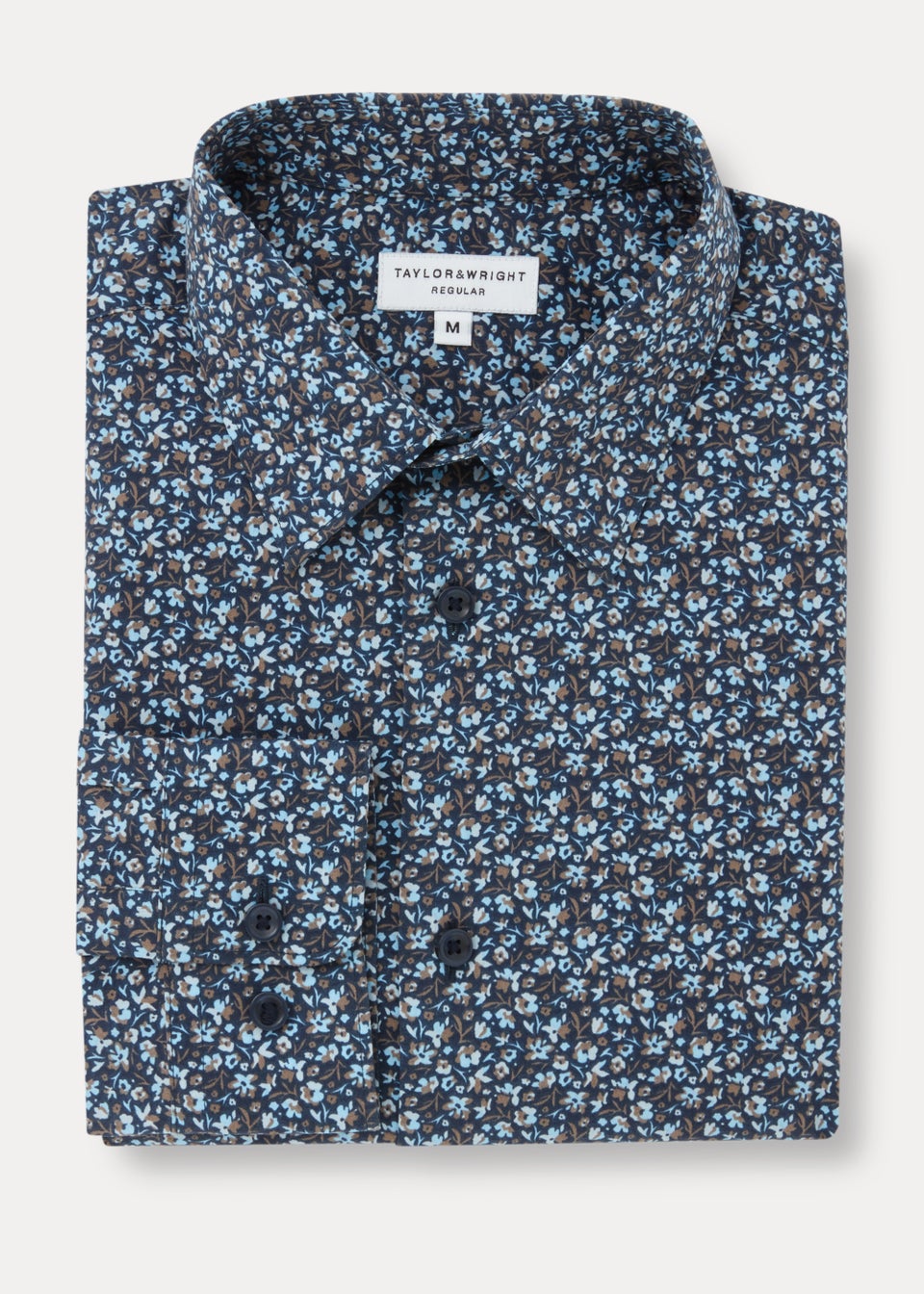 Taylor & Wright Navy Floral Print Regular Fit Shirt - Matalan