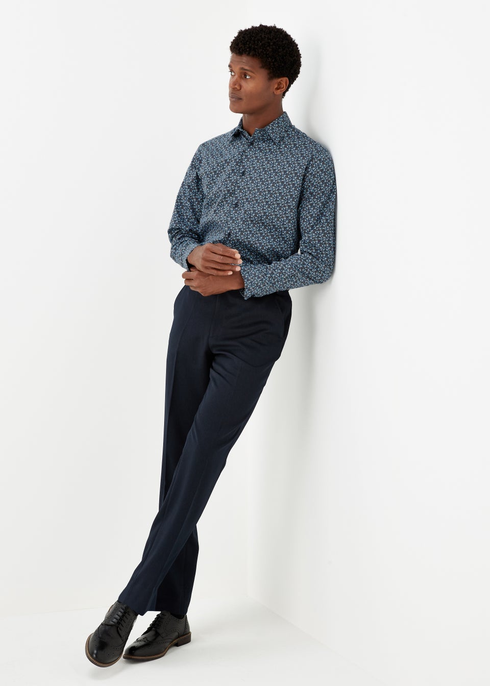 Taylor & Wright Navy Floral Print Regular Fit Shirt