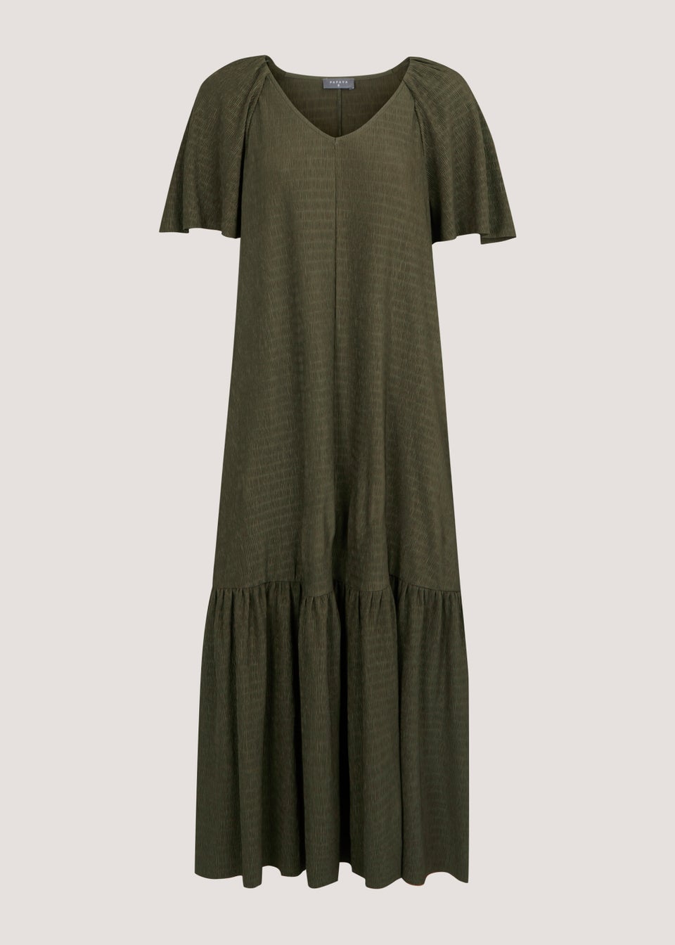 Papaya Petite Khaki Crinkle Midi Dress