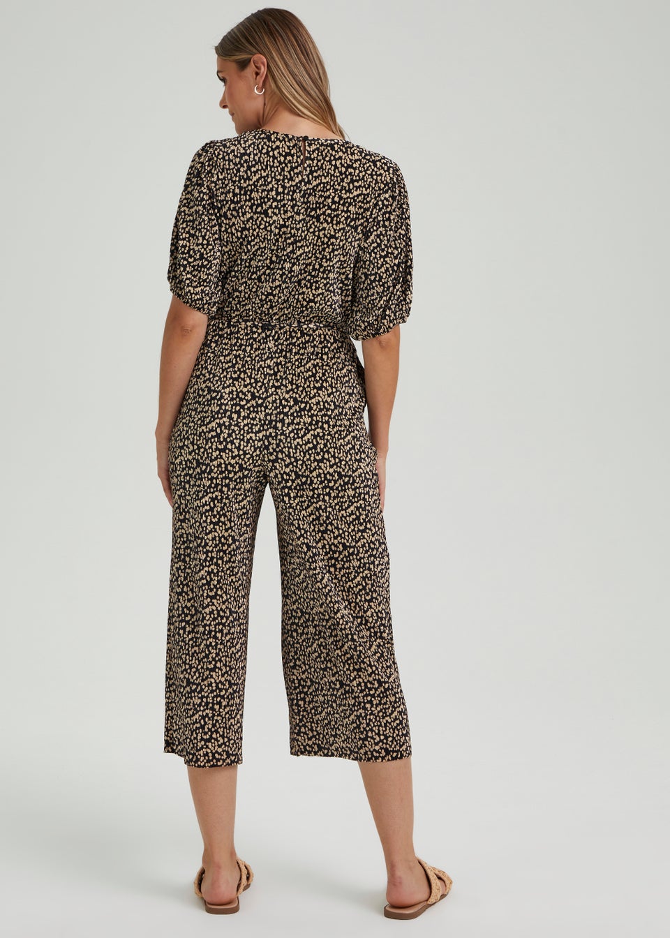 Papaya Petite Black Spot Plisse Jumpsuit