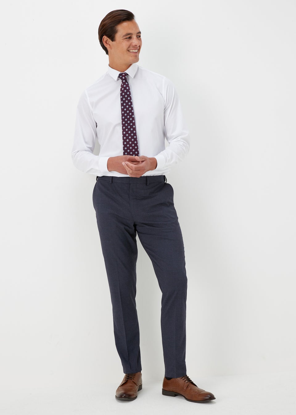 Taylor & Wright Navy Regular Fit Flexi Waist Trousers