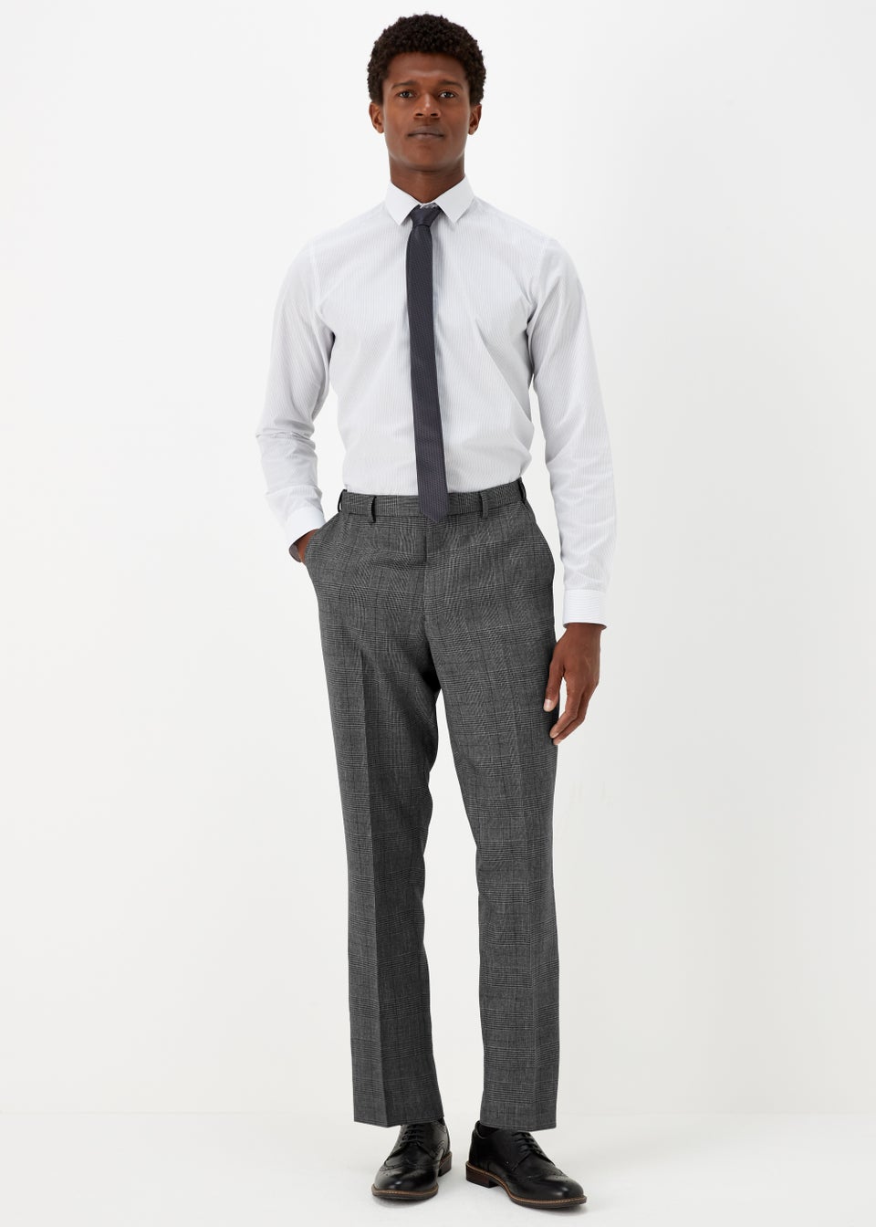 Taylor & Wright Grey Check Textured Flexi Waist Trousers