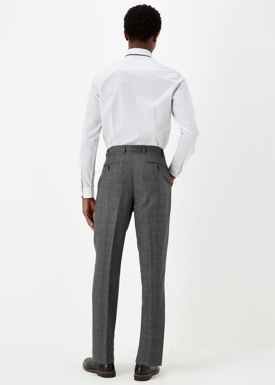 Taylor & Wright Grey Check Textured Flexi Waist Trousers