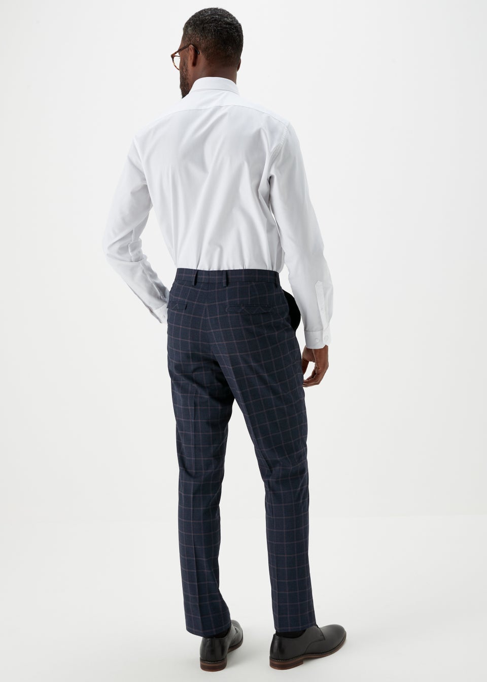 Taylor & Wright Navy Check Slim Fit Trousers