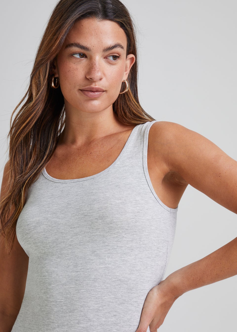 Grey Marl Essential Longline Vest Top