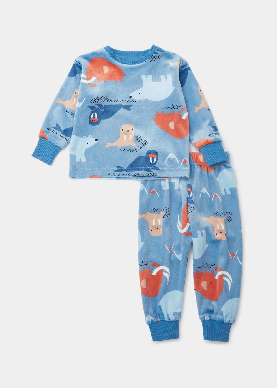 Boys Navy Animal Print Velour Twosie Pyjama Set (9mths-5yrs)